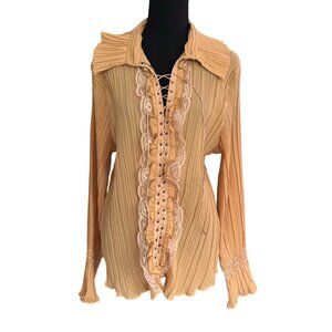 Dress U II Women's Long Sleeve Tie Up Blouse - Size X Large